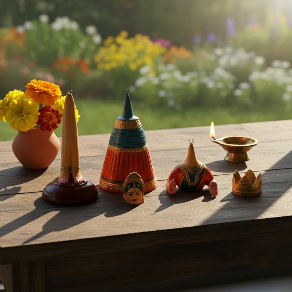 VPH Gift Store Kondapalli Wooden Tanjore Dancing Doll Blue Red for Home Decor