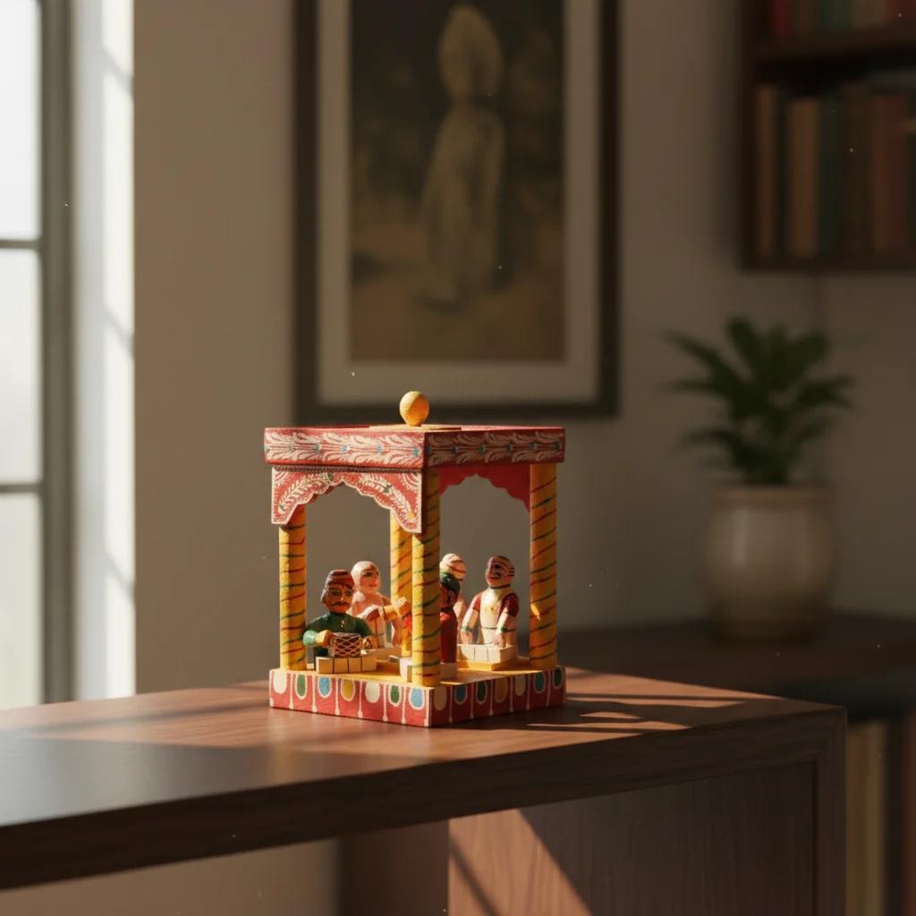 VPH Gift Store Wooden Kondapalli Pellimandapam Marriage Figurines Handcrafted for Home Decor