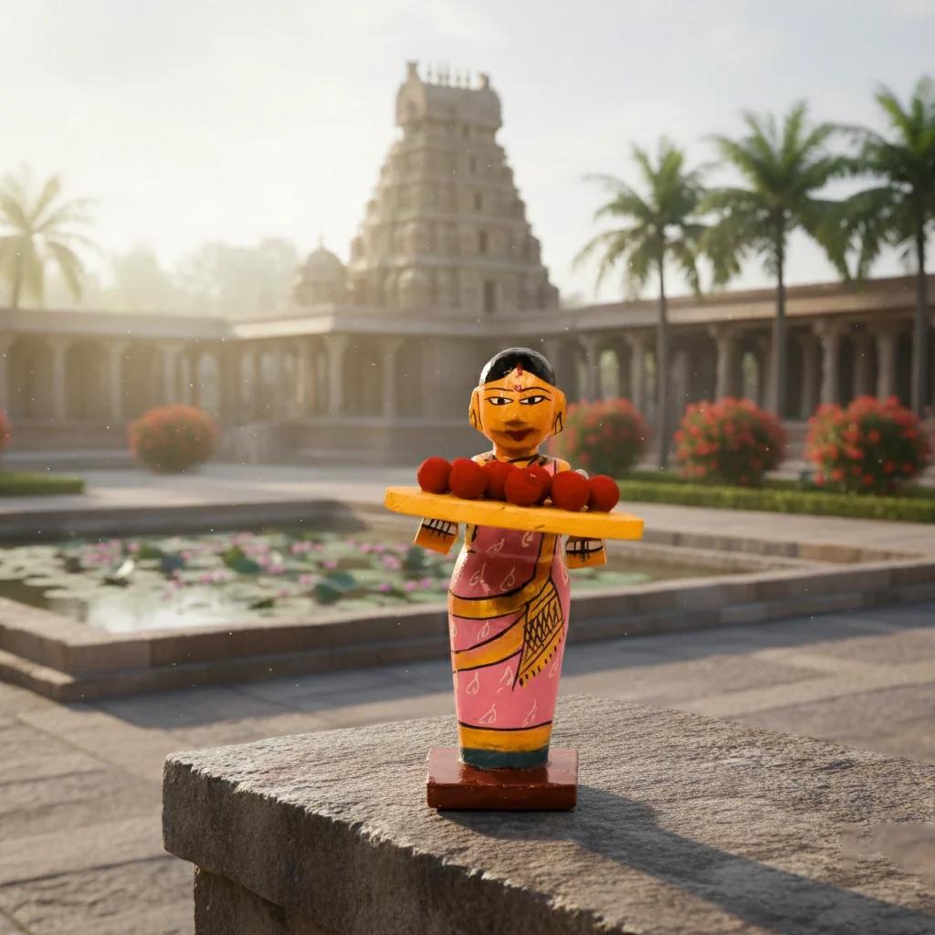 VPH Gift Store Kondapalli Wooden Village Ladies Bommalu Set of 5 Handcrafted Decor