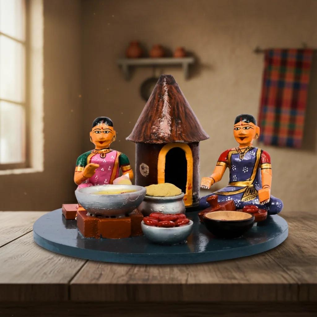 VPH Gift Store Traditional Kondapalli Village Ladies Ariselu Making Wooden Figurines Home Decor