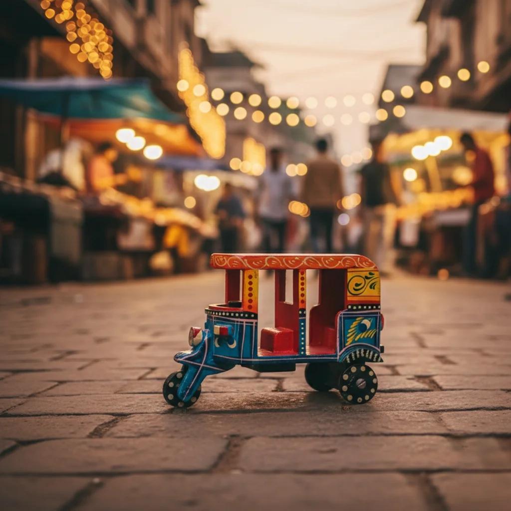 VPH Gift Store Kondapalli Colorful Handmade Auto Rickshaw Push and Pull Toy for Children