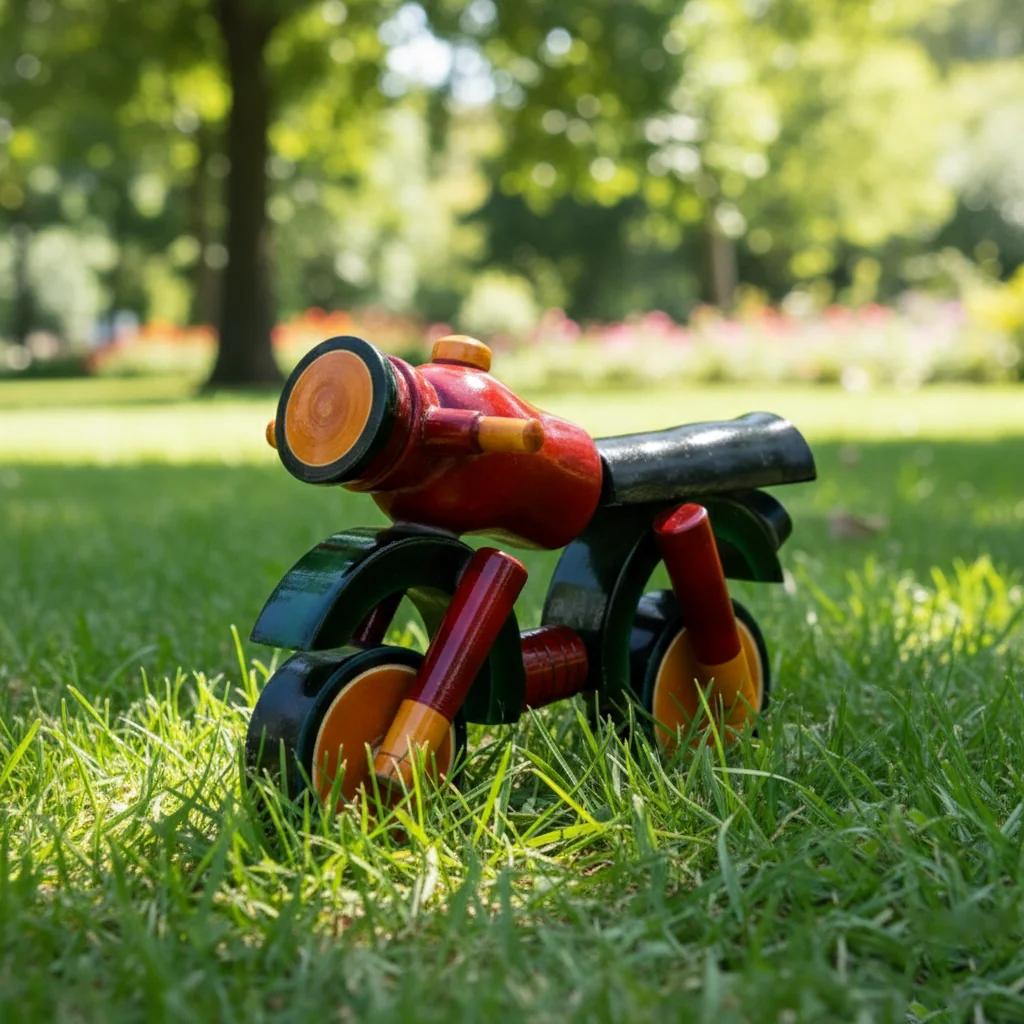 VPH Gift Store Kondapalli Wooden Motorcycle Toy Handcrafted Decorative Figurine for Kids