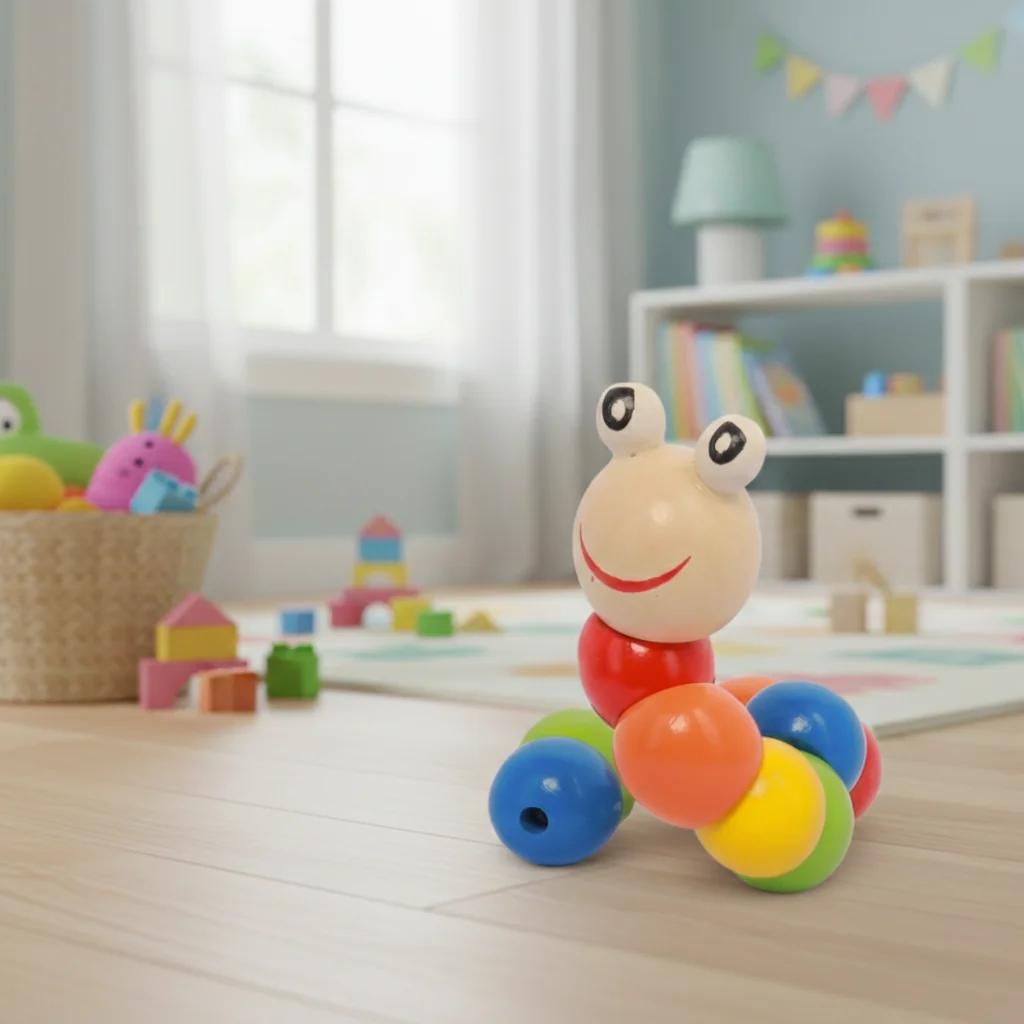 VPH Gift Store Kondapalli Wooden Caterpillar Crawling Toy for Kids Handcrafted