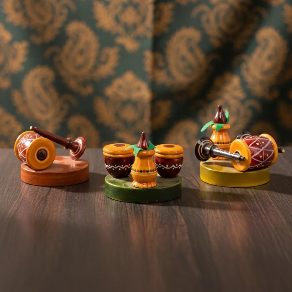 VPH Gift Store Wooden Sannai Pelli Melam Kondapalli Handcrafted Musical Set for Home