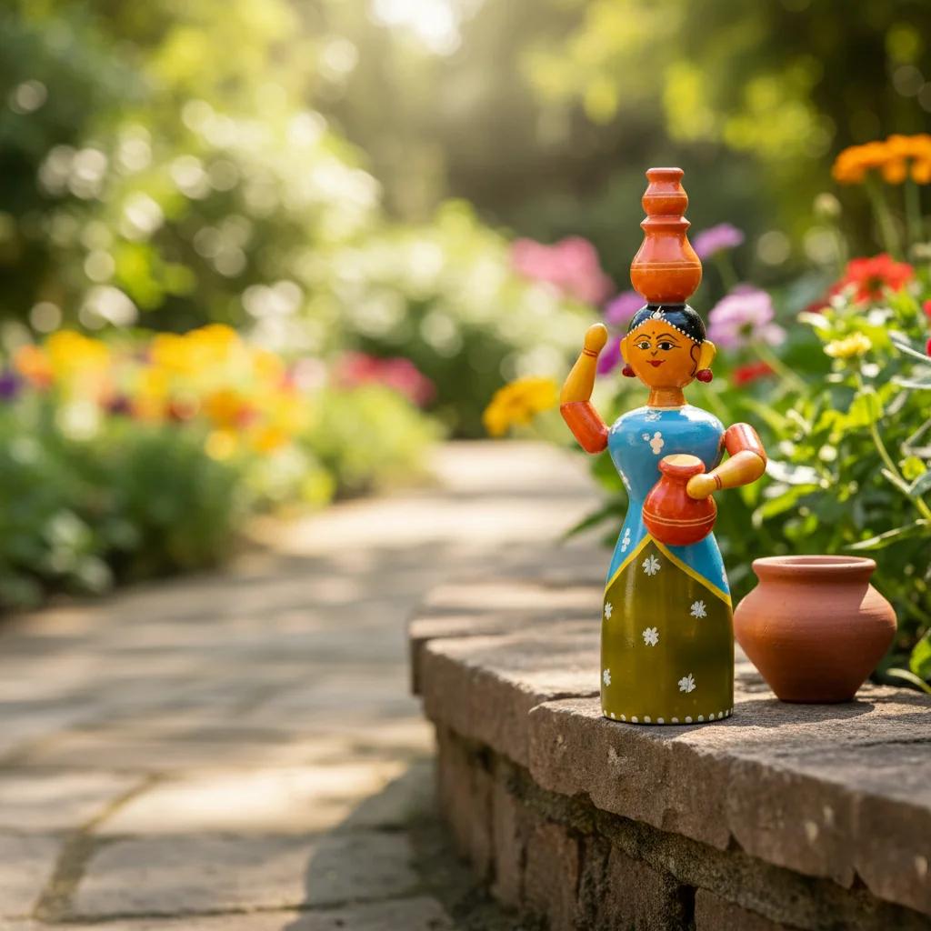 VPH Gift Store Wooden Rajasthan Lady Kondapalli Handcrafted Decorative Figurine
