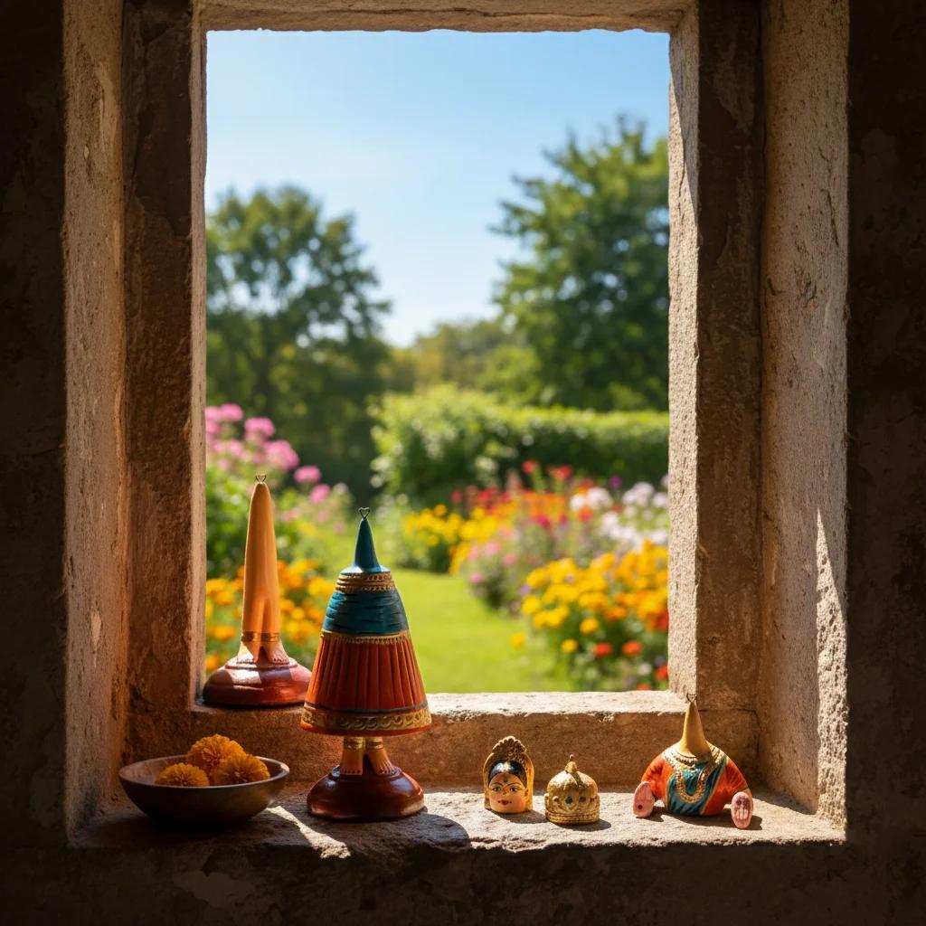 MH Decors Handmade Kondapalli Wooden Tanjore Dancing Doll Decorative Showpiece Blue Red