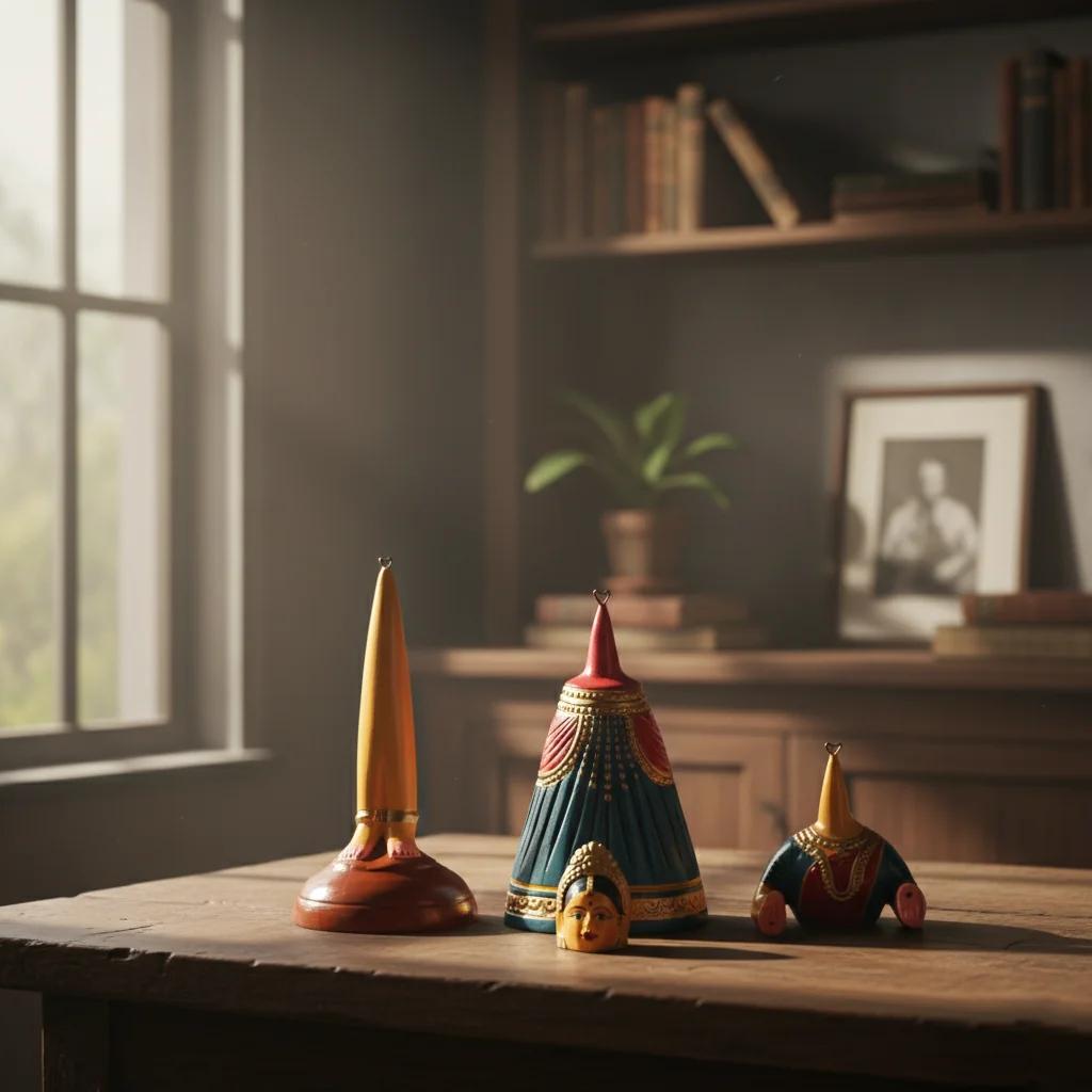 MH Decors Handmade Kondapalli Wooden Butta Bomma Dancing Doll Decorative Showpiece Red Blue