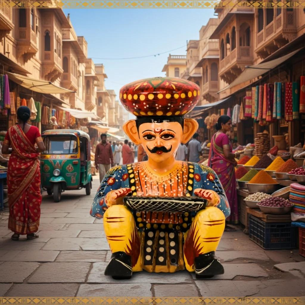 MH Decors Kondapalli Jaipur Musician Bawla Wooden Set of 6 Handmade for Living Room