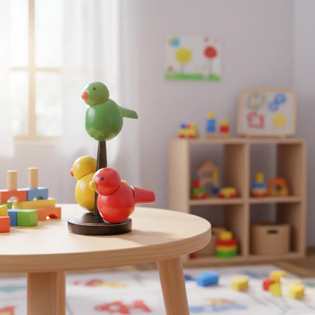 MH Decors Kondapalli Wooden Three Parrots Handcrafted Decorative Showpiece for Home