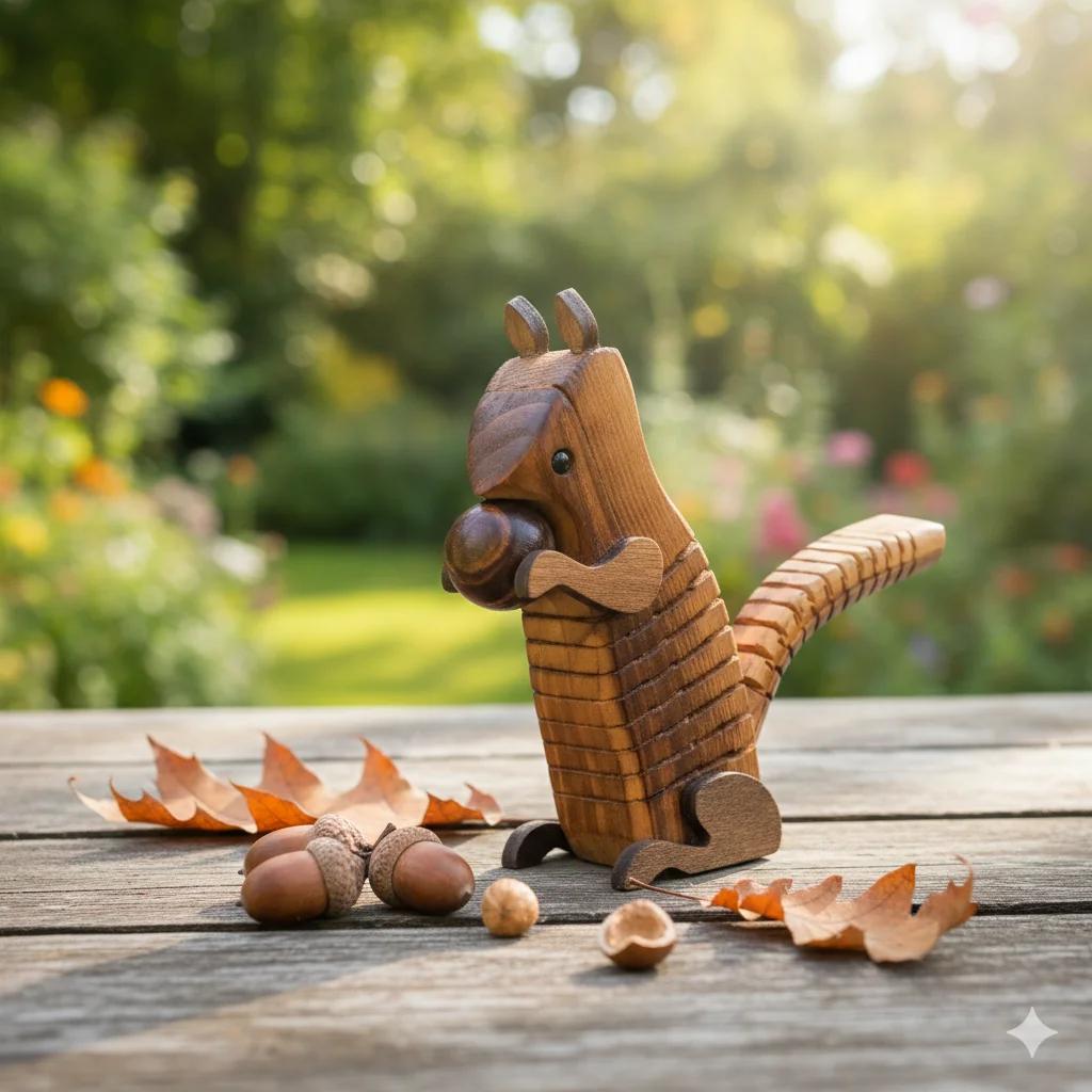 MH Decors Wooden Squirrel Kondapalli Handmade Toy Decorative Figurine for Home