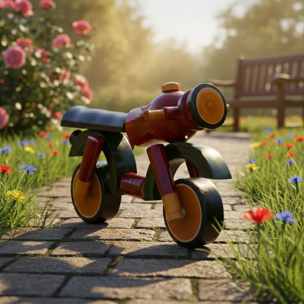 MH Decors Wooden Motorcycle Toy Kondapalli Handmade for Kids and Decorative Display