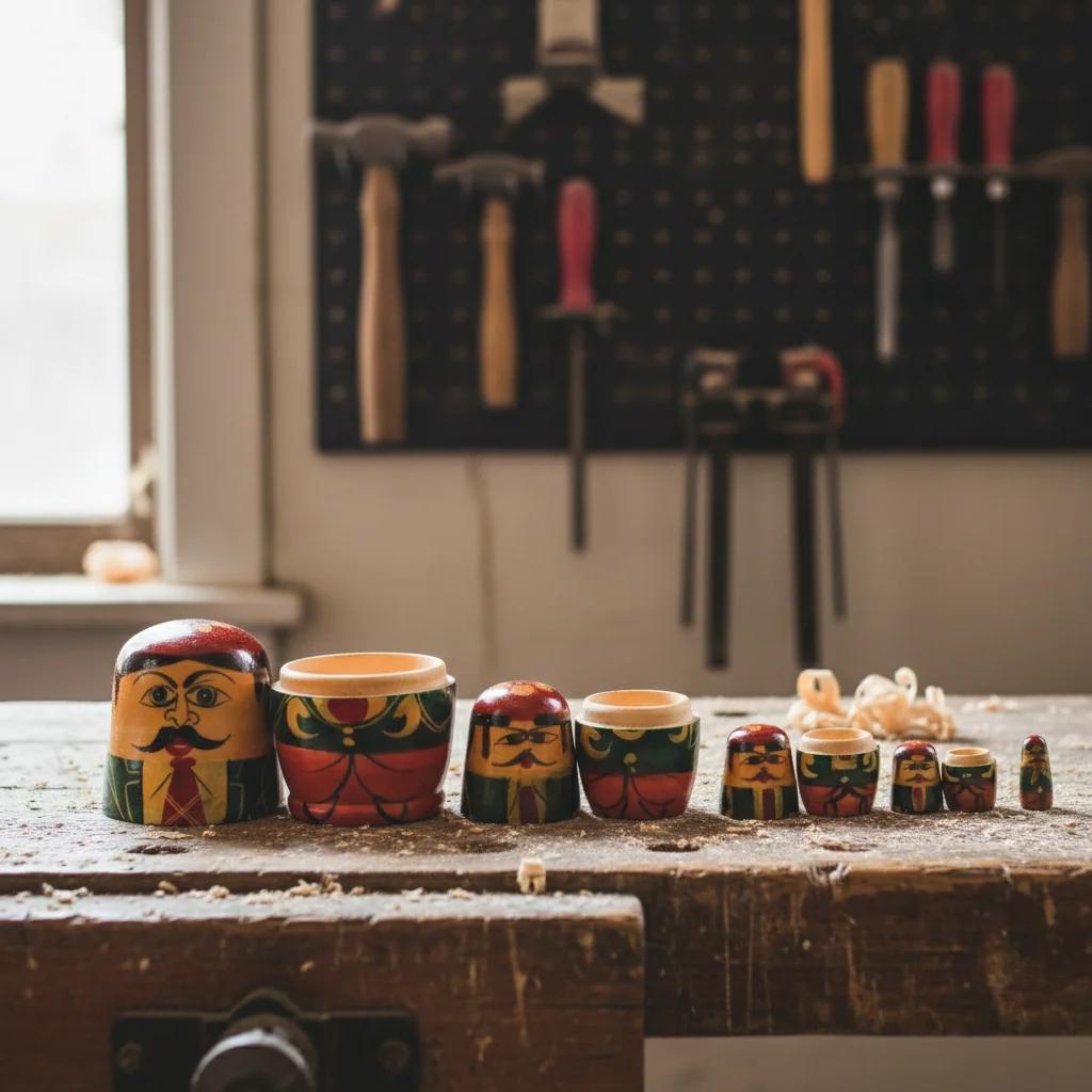 MH Decors Kondapalli Wooden Handcrafted Men Matryoshka Nesting Dolls Set for Living Room