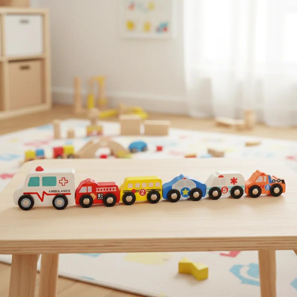 MH Decors Wooden Toy Car Set Kondapalli Handmade for Kids and Home Decor