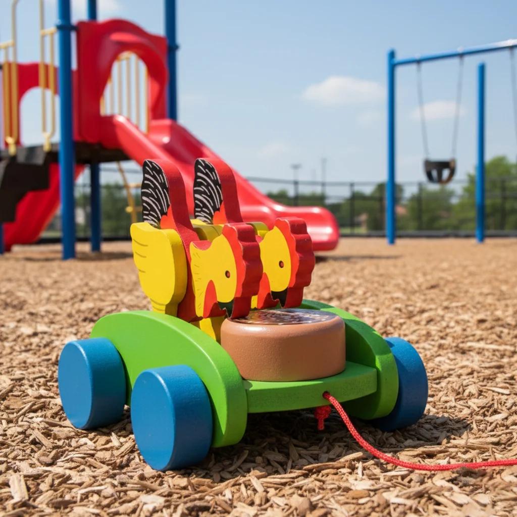 MH Decors Kondapalli Wooden Chicken Drum Cart Early Walking Toy Hand Made