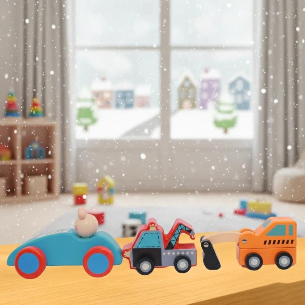 MH Decors Handcrafted Kondapalli Wooden Multi Coloured Towing Truck Car Toy for Kids