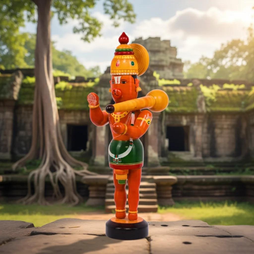 VPH Gift Store Kondapalli Wooden Hanuman Standing Figurine for Living Room Decoration