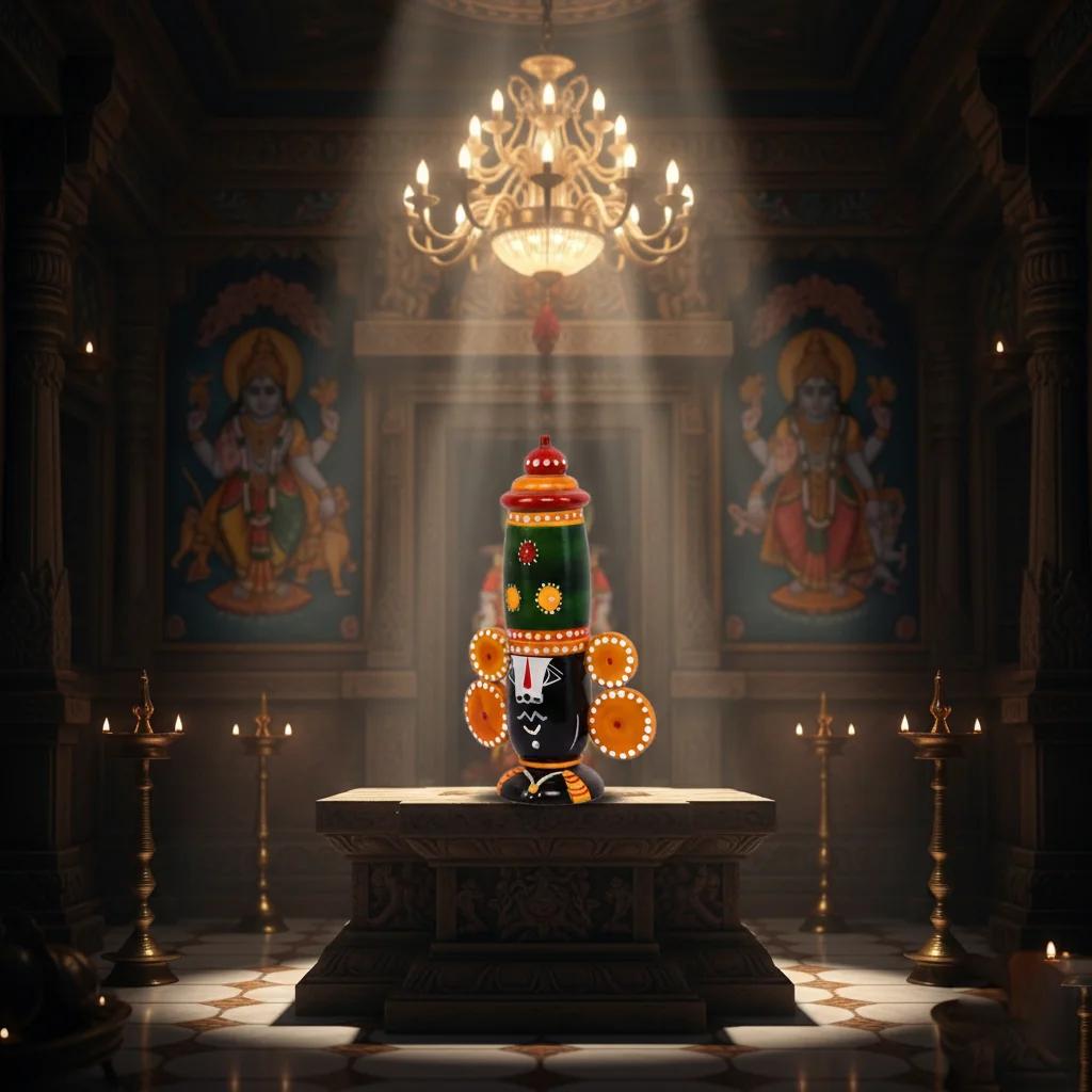 VPH Gift Store Kondapalli Hand Painted Wooden Lord Balaji Idol for Living Room