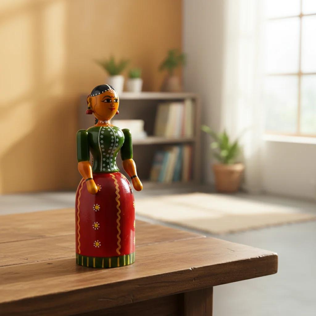 VPH Gift Store Handmade Kondapalli Buttabomma Wooden Doll Decorative Showpiece