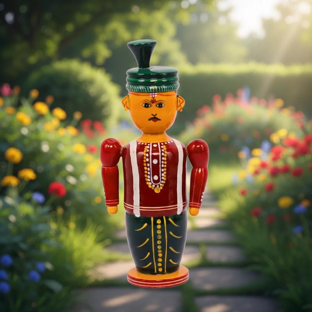 VPH Gift Store Handmade Kondapalli Wooden Bride Couple Decorative Showpiece