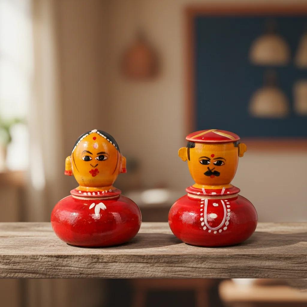 VPH Gift Store Wooden Raja Rani Nesting Doll Kondapalli Handmade for Home Decoration