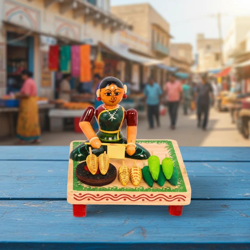 VPH Gift Store Kondapalli Wooden Village Women Selling Sweetcorn Handcrafted Toys for Home