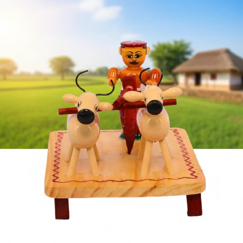 VPH Gift Store Kondapalli Wooden Village Farming Doll Set Handcrafted for Home