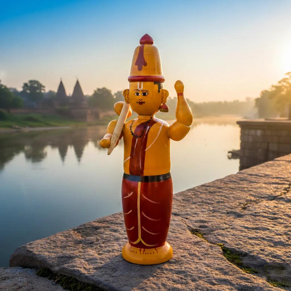 MH Decors Kondapalli Wooden Annamayya Hand Made Showpiece for Home Interiors