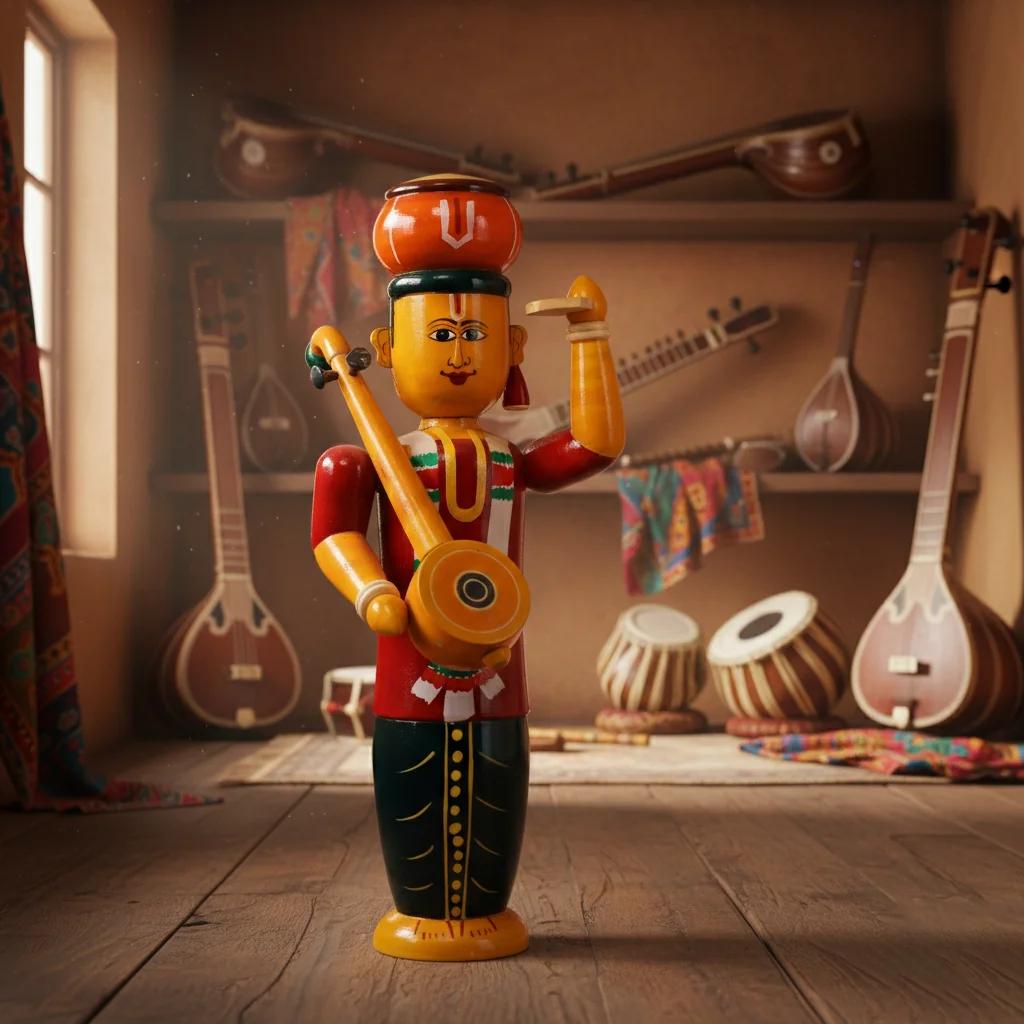 MH Decors Kondapalli Wooden Haridasu Decorative Statue Hand Made for Home