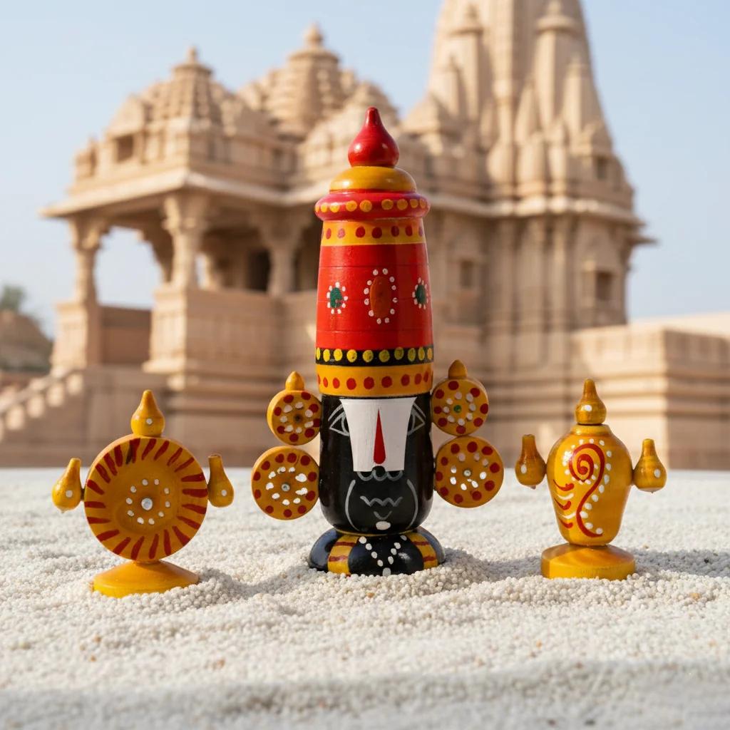 MH Decors Kondapalli Wooden Lord Balaji Shanku Charka Decorative Idol Handcrafted