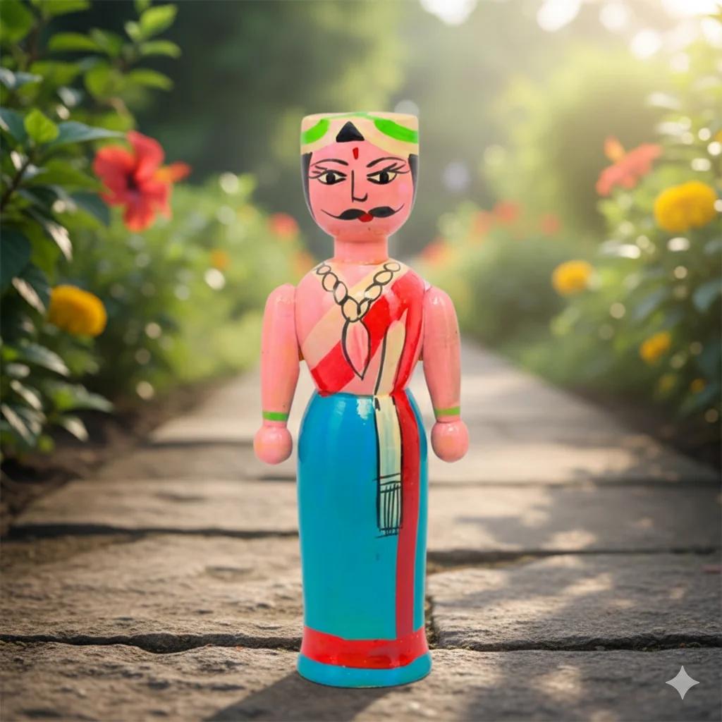 MH Decors Handcrafted Kondapalli Wooden Raja Rani Doll Showpiece for Home