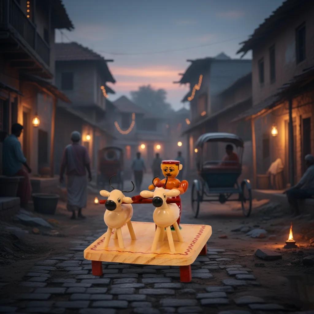 MH Decors Handcrafted Kondapalli Wooden Farmer Ploughing Field Showpiece for Home Interiors