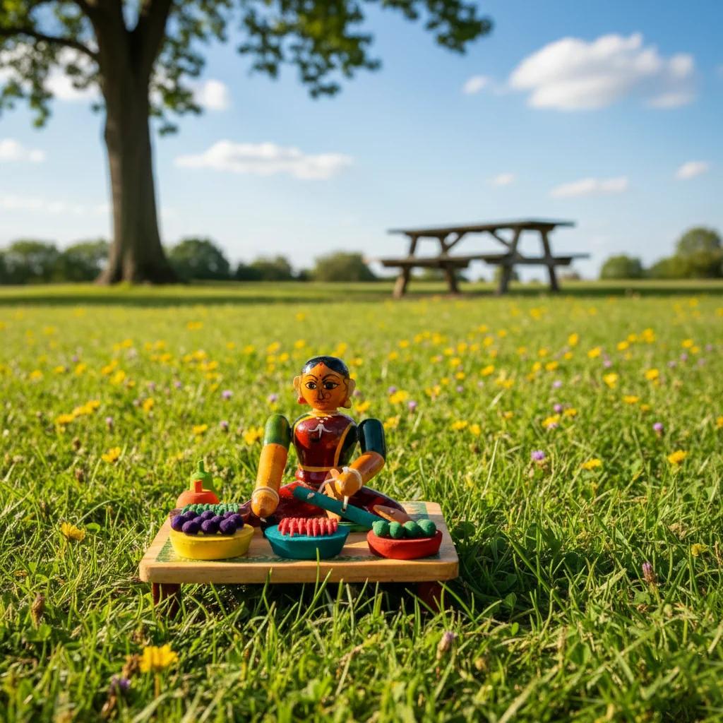MH Decors Kondapalli Wooden Women Selling Vegetables Decorative Figurines Hand Made