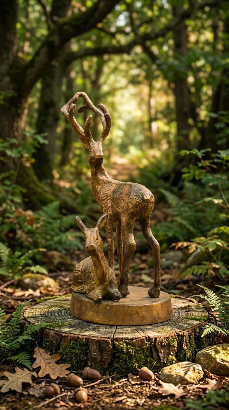 MH Decors Brass Rustic Deer Statue Art Figurine for Lodge and Cabin