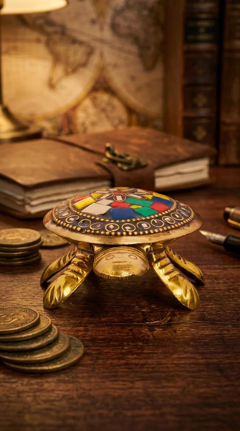 MH Decors Decorative Brass Tortoise with Secret Wish Box for Home and Office Spaces