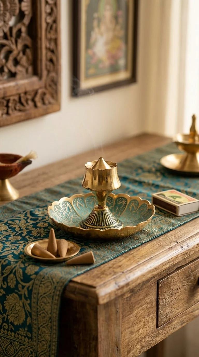 MH Decors Brass Multicolour Agarbatti and Dhoop Holder for Spiritual Home Decor