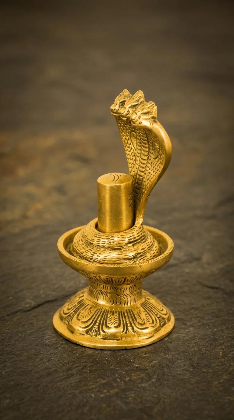 MH Decors Brass Shivalingam Handmade Idol for Home Altar and Temple Display