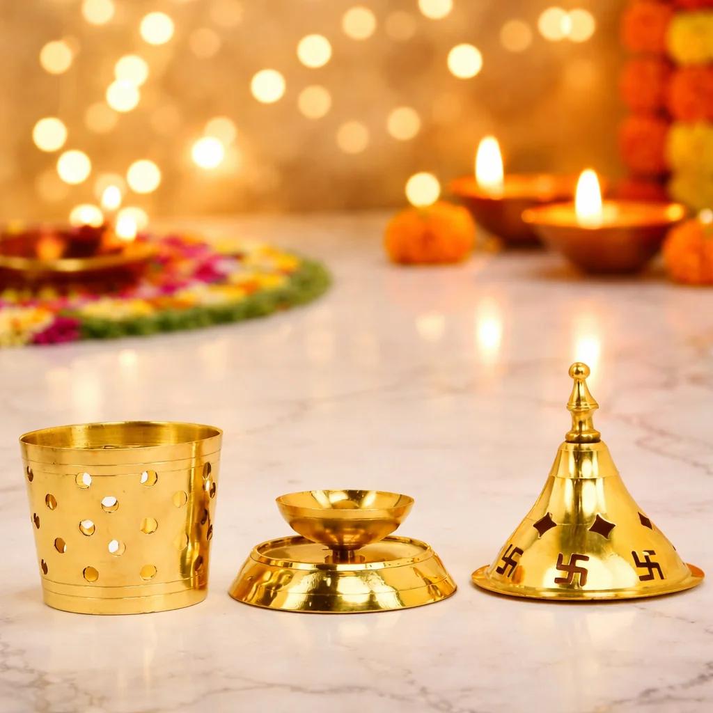 Value Gifts Handcrafted Brass Akhand Diya Oil Lamp for Mandir and Home Decor