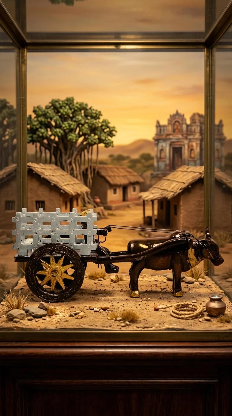 Value Gifts Vintage Brass Village Bullock Cart Sculpture for Home and Office