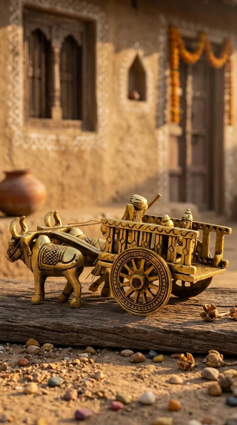 Value Gifts Traditional Brass Ganesh Lakshmi Saraswathi Cart Sculpture for Home