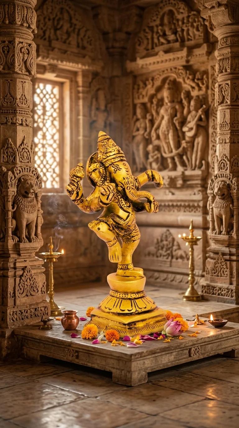 Value Gifts Brass Dancing Ganesha Statue for Religious Home and Temple Decor