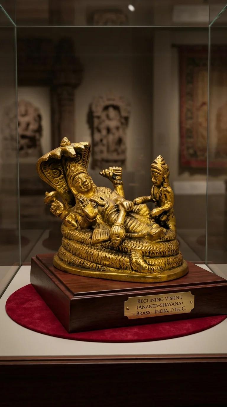 Value Gifts Decorative Brass Lord Vishnu and Lakshmi Figurine for Wealth and Prosperity