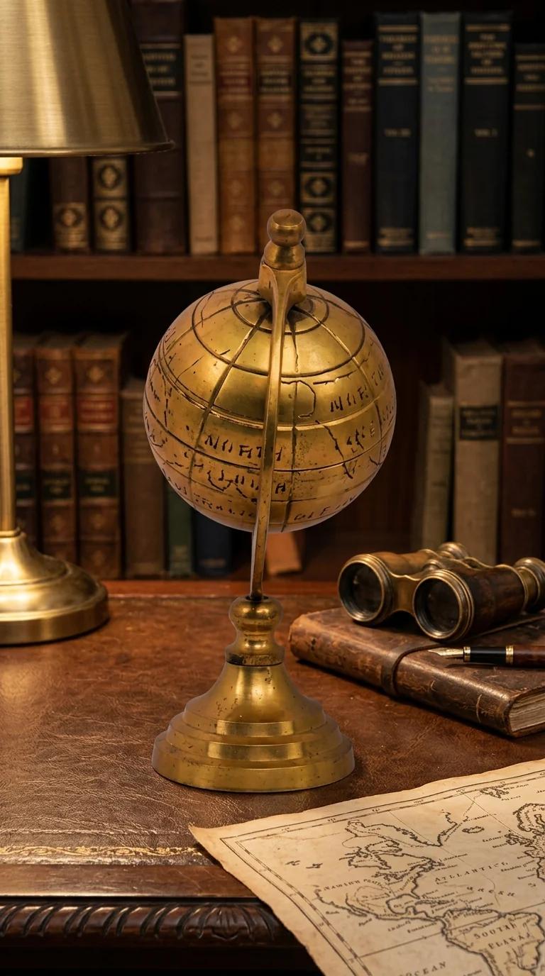 Value Gifts Brass Artistic World Globe Showpiece Handcrafted for Office and Home