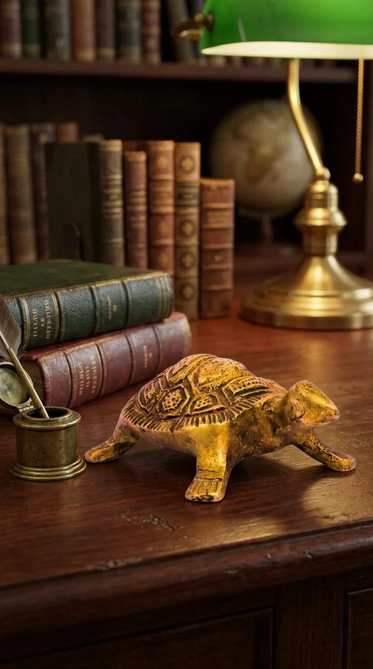 Value Gifts Decorative Brass Vasthu Tortoise Statue for Wealth Money and Health