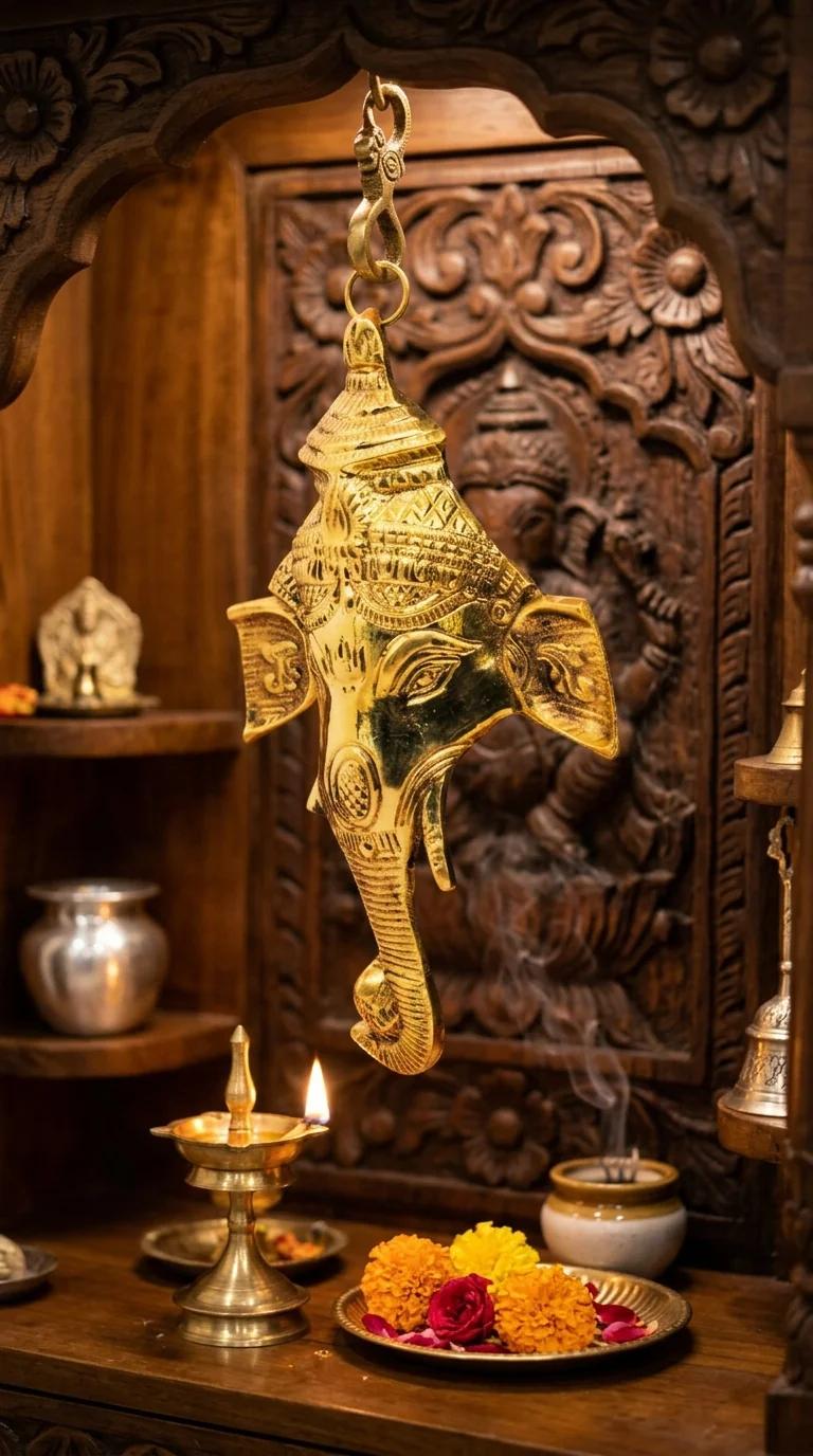 Value Gifts Handcrafted Brass Ganesha Wall Statue for Home and Pooja Room