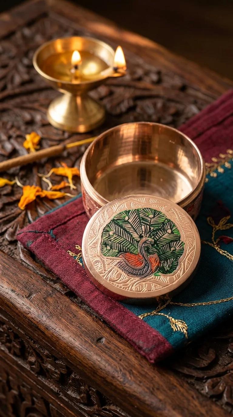 Value Gifts Traditional Sindoor Round Box for Home Pooja and Gift Item