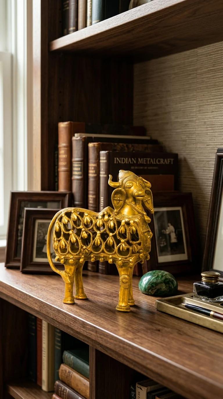 Value Gifts Handcrafted Brass Kaamdhenu Figurine for Spiritual Home Decor