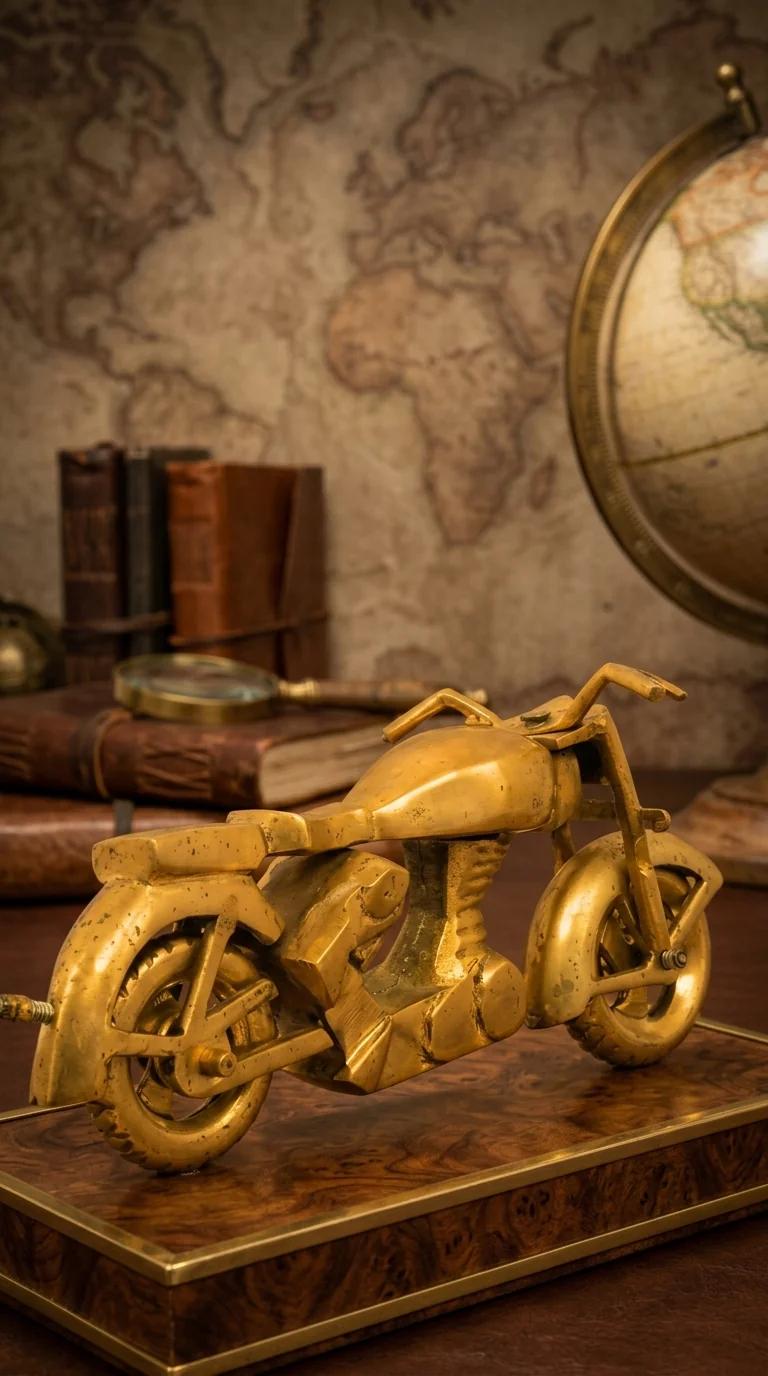 Value Gifts Traditional Brass Vintage Bike Figurine for Home Decor and Gift