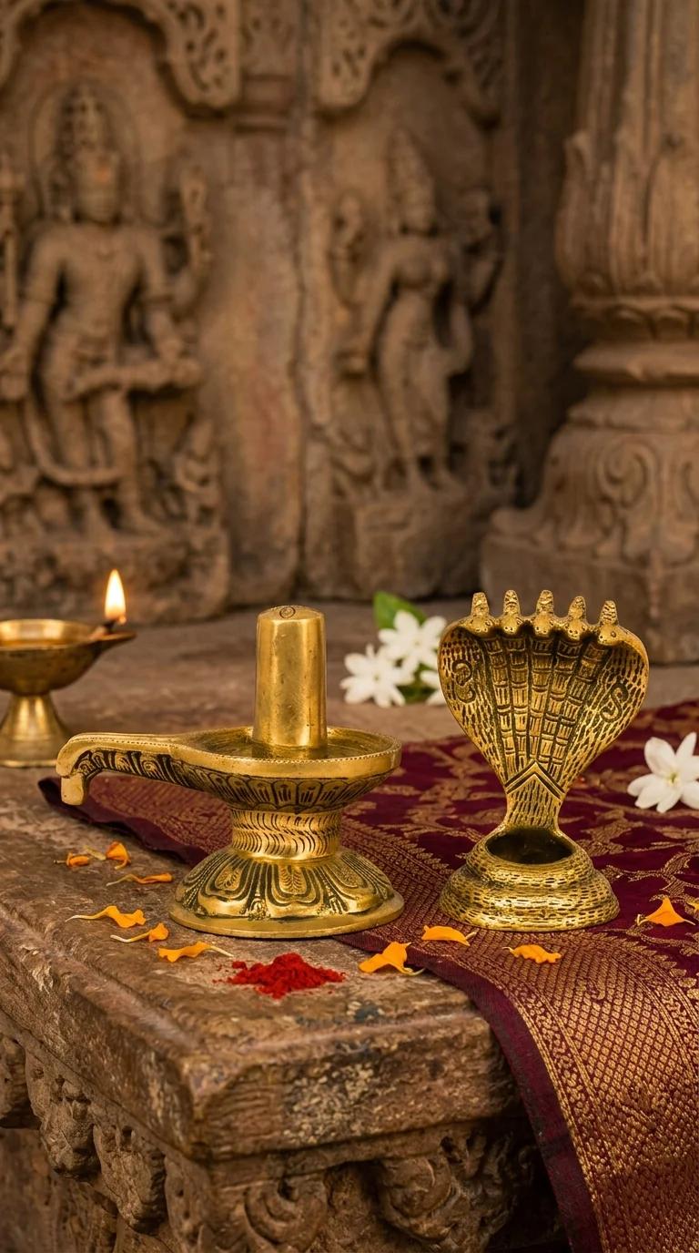 Value Gifts Brass Shivalingam Handmade Idol for Living Room and Temple Display