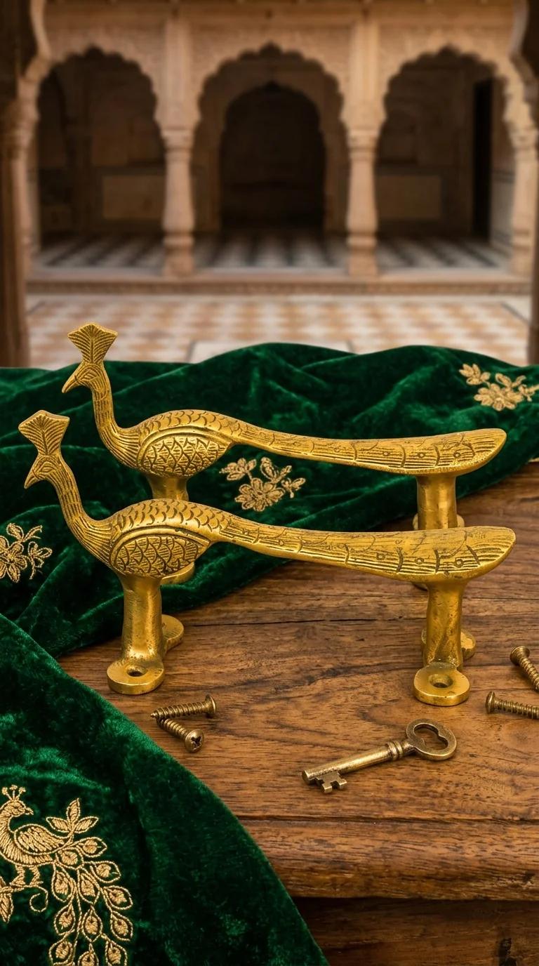 Value Gifts Decorative Brass Cabinet Handle Peacock Design Set of 2 for Doors