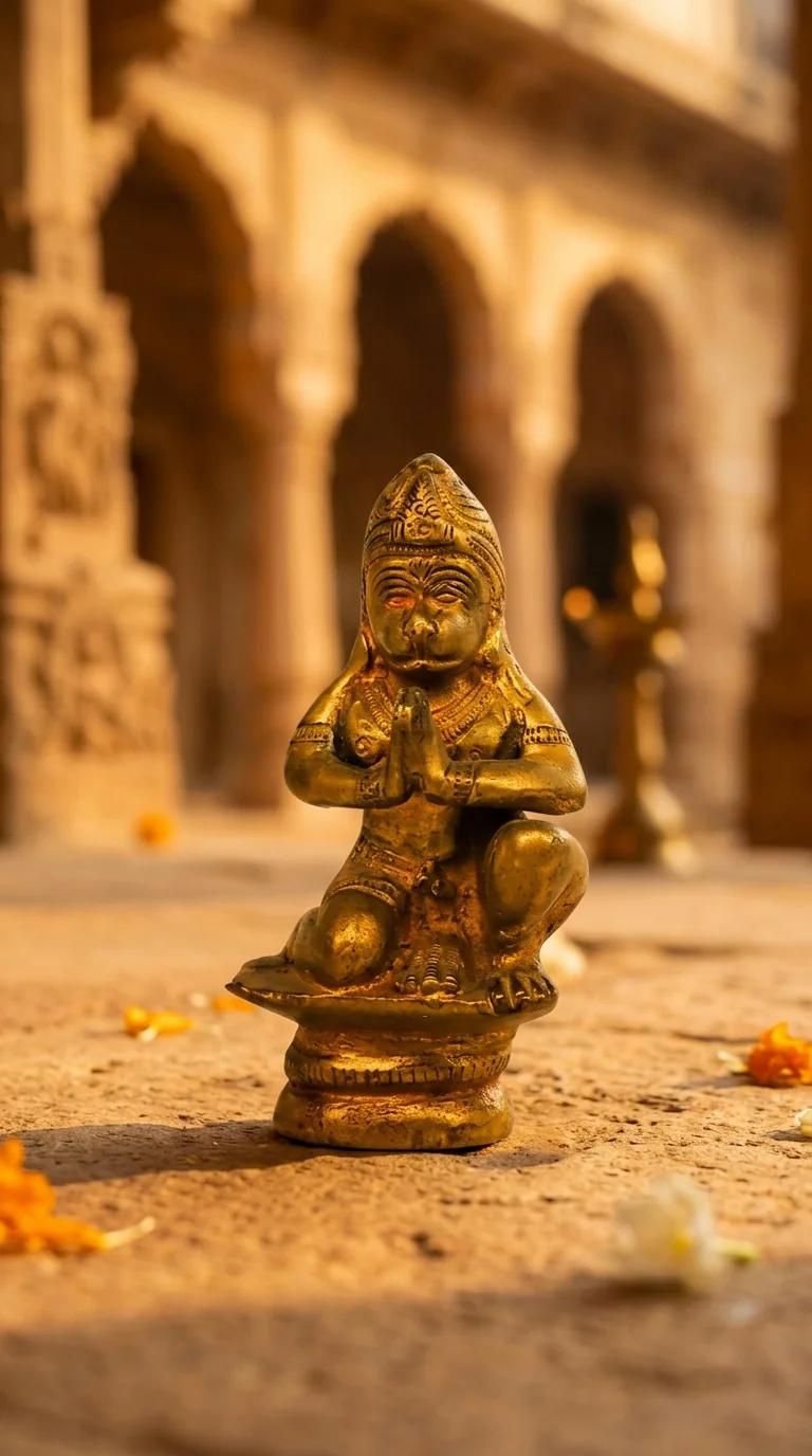 Value Gifts Brass Hanuman Idol for Home, Temple, and Office Desk Decoration